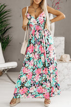 Load image into Gallery viewer, Sling V-Neck Elastic Waist Floral Maxi Dress
