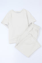 Load image into Gallery viewer, Bright White Textured Loose Fit T Shirt and Drawstring Pants Set
