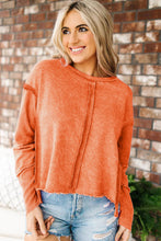 Load image into Gallery viewer, Orange Exposed Seamed High Low Raw Edge Sweatshirt
