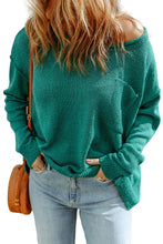 Load image into Gallery viewer, Solid Color Off Shoulder Rib Knit Sweater with Pocket
