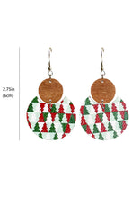 Load image into Gallery viewer, Dark Green Christmas Checker Graphic Wooden Earrings
