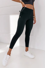 Load image into Gallery viewer, Black Side Lace up Ribbed Leggings
