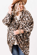 Load image into Gallery viewer, Leopard Plus Size Draped Open Front Cardigan
