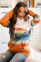 Load image into Gallery viewer, Brown Striped Colorblock Pocketed Hoodie
