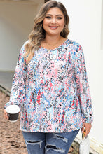 Load image into Gallery viewer, Multicolor Plus Size Floral Print Round Neck Long Sleeve Blouse
