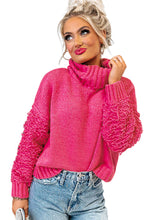 Load image into Gallery viewer, Ribbed Turtleneck Fuzzy Sleeve Knit Sweater
