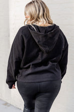 Load image into Gallery viewer, Black Half Zipper Kangaroo Pocket Plus Size Hoodie
