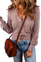 Load image into Gallery viewer, V Neck Buttoned Textured Sweater Cardigan
