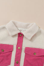 Load image into Gallery viewer, Multicolor Sherpa Corduroy Patchwork Button up Crop Jacket
