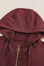 Load image into Gallery viewer, Brown Raw Edge Exposed Seam Full Zip Hoodie
