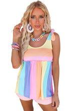 Load image into Gallery viewer, Multicolor Striped Print Tied Shoulder Flowy Tank Top
