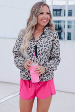 Load image into Gallery viewer, Leopard Zip Up Collared Hooded Windbreaker
