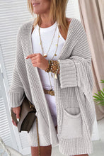 Load image into Gallery viewer, Gray Oversized Fold Over Sleeve Sweater Cardigan
