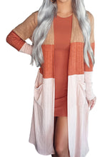 Load image into Gallery viewer, Orange Colorblock Pocketed Long Sleeve Cardigan
