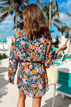 Load image into Gallery viewer, Multicolor Floral Buttoned Collared Long Sleeve Mini Dress
