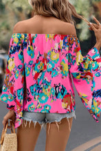 Load image into Gallery viewer, Rose Abstract Floral Print Off-shoulder Bell Sleeve Blouse
