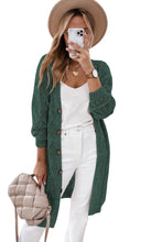 Load image into Gallery viewer, Blackish Green Hollow-out Openwork Knit Cardigan

