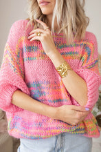 Load image into Gallery viewer, Colorful Stripes 3/4 Sleeve Loose Sweater
