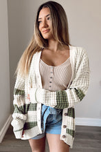 Load image into Gallery viewer, Green Colorblock Textured Knit Buttoned Cardigan
