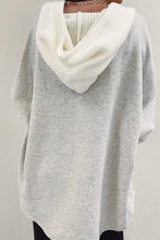 Load image into Gallery viewer, Gray Button Up Contrast Knitted Sleeves Hooded Jacket
