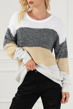 Load image into Gallery viewer, Multicolour Color Block Drop Shoulder Knit Sweater
