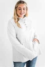 Load image into Gallery viewer, Plus Size Kangaroo Pocket Henley Button Hoodie
