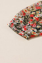 Load image into Gallery viewer, Khaki V Neck Ruffled Babydoll Floral Blouse
