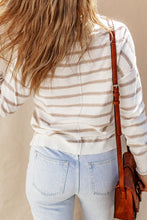 Load image into Gallery viewer, Cowl Neck Striped Print Drop Shoulder Sweater
