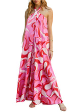 Load image into Gallery viewer, Abstract Swirl Print Halter Maxi Dress
