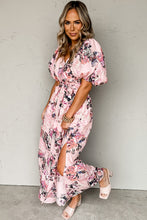 Load image into Gallery viewer, Floral Puff Sleeve High Waist Maxi Dress
