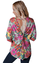 Load image into Gallery viewer, Multicolor Twisted Hollow-out Back Floral Long Sleeve Top
