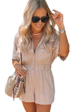 Load image into Gallery viewer, Khaki Flap Pockets Elastic Waist Romper
