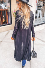 Load image into Gallery viewer, Black Draped Open Front Long Cardigan
