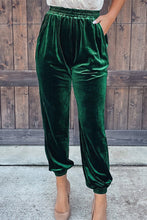 Load image into Gallery viewer, Green Solid Velvet Jogger Pants
