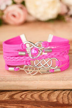 Load image into Gallery viewer, Rose Red Multi-layer Vintage Leather Heart Braided Infinity Bracelet
