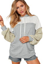 Load image into Gallery viewer, Gray Colorblock Patchwork Pullover Hoodie
