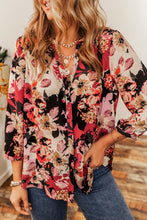 Load image into Gallery viewer, Red Floral Print Button Up Casual Shirt
