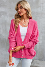 Load image into Gallery viewer, Rose Buttons Front Pocketed Sweater Cardigan
