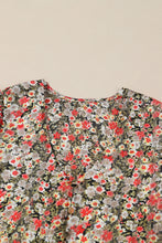 Load image into Gallery viewer, Khaki V Neck Ruffled Babydoll Floral Blouse
