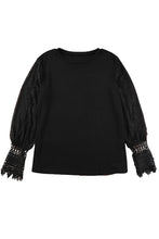 Load image into Gallery viewer, Black Sheer Lace Mesh Bishop Sleeve Top
