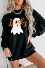 Load image into Gallery viewer, Black Halloween Spooky Ghost Print Crewneck Pullover Sweatshirt
