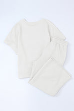 Load image into Gallery viewer, Bright White Textured Loose Fit T Shirt and Drawstring Pants Set
