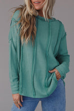 Load image into Gallery viewer, Exposed Seam Waffle Knit Loose Top

