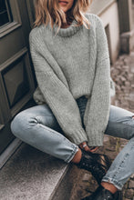 Load image into Gallery viewer, Light Grey Chunky Knit Turtle Neck Drop Shoulder Sweater
