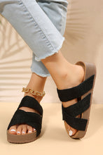 Load image into Gallery viewer, Linen Woven Cross Criss Hollowed Slip-On Slippers

