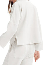 Load image into Gallery viewer, Snow White Ribbed High Neck Drop Shoulder Loose Top
