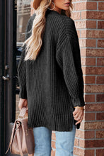 Load image into Gallery viewer, Black Buttoned Front Drop Shoulder Knitted Cardigan
