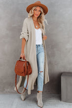 Load image into Gallery viewer, Beige Open Front Side Slit Duster Knit Cardigan
