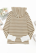 Load image into Gallery viewer, Khaki Striped Contrast Thumbhole Oversized Hoodie
