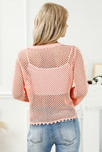 Load image into Gallery viewer, Pink Hollowed Eyelets Knit Bell Sleeve Sweater
